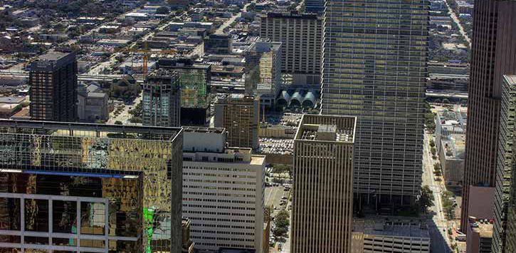 Aerial view of downtown Houston