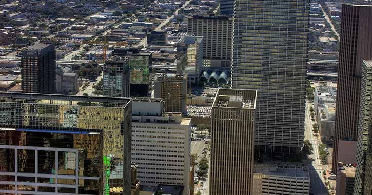 Aerial view of downtown Houston