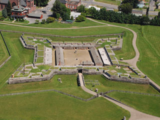 Aerial view of the restored Fort Stanwix
