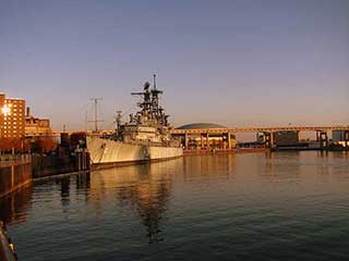 Decommissoned USS Little Rock at the Buffalo & Erie County Naval & Military Park at sunset
