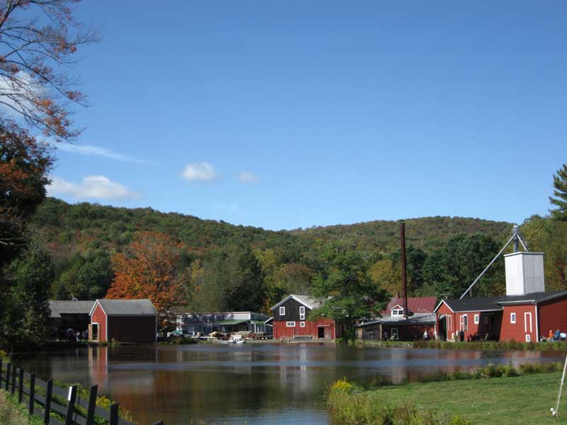 The pond and farm at Hanford Mills Museum