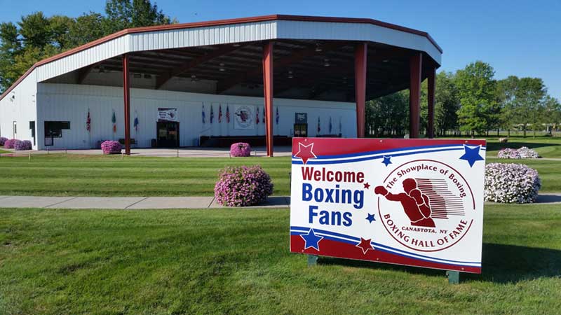 Sign in front of the Boxing Hall of Fame