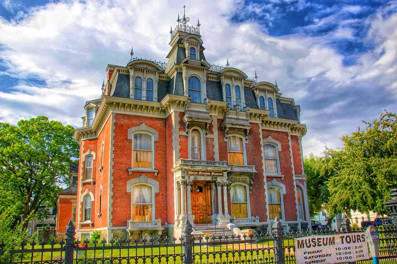 Phelps Mansion in Binghamton NY seen from the sidewalk