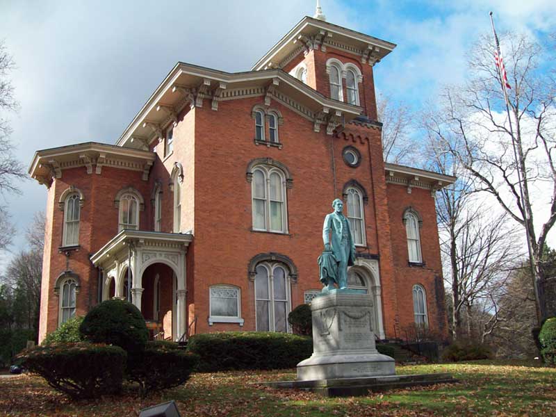 Statue of Reuben E. Fenton outside of the Fenton History Center in Jamestown, NY