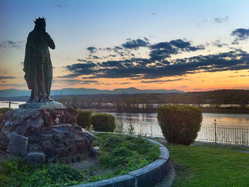 Saint Winifred statue on Promenade Hill in Hudson NY