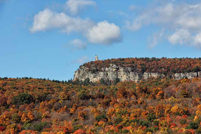 View of Mohonk Mountain's fall foliage