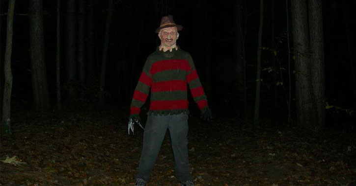 Freddy Kreuger standing in the woods